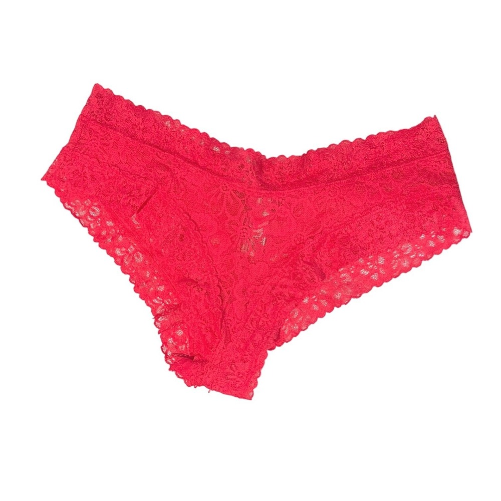 New Victoria's Secret Cheeky Panty‎ M Raspberry Lace  Coquette Y2K Sheer Floral